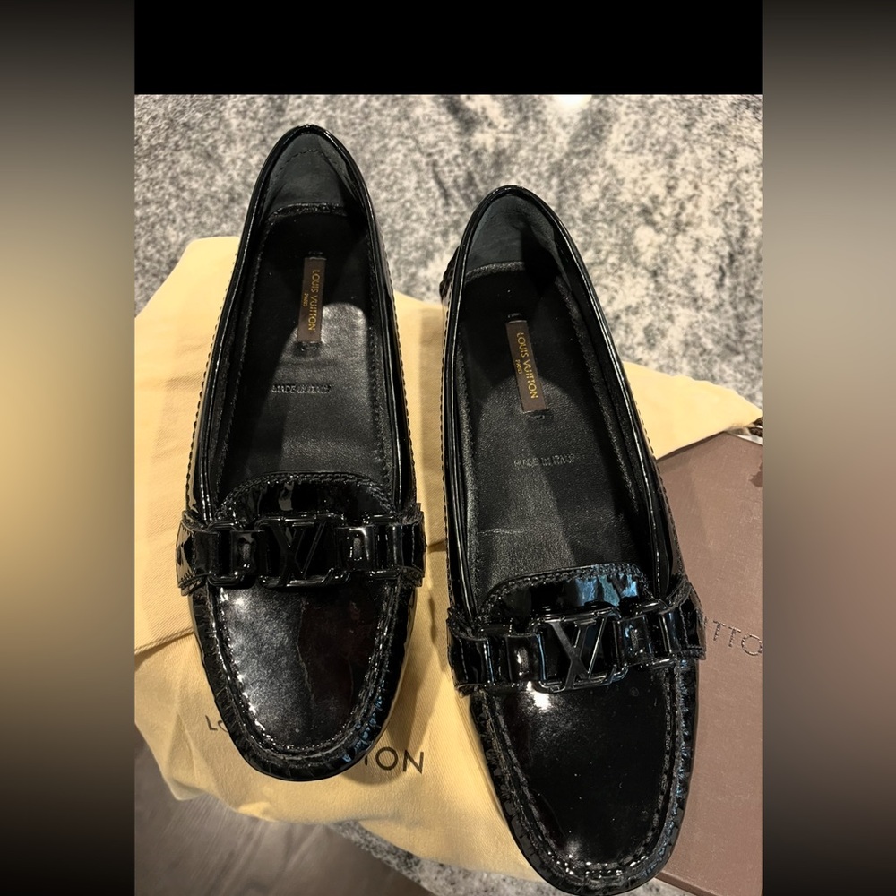 Louis Vuitton Black Patent Leather Flats loafer size 37 - Picture 8 of 8